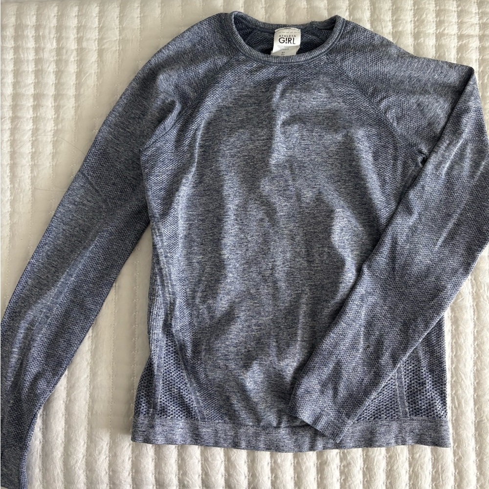 Athleta Girl Power Up Sport Length Top- S/7- Heather Grey